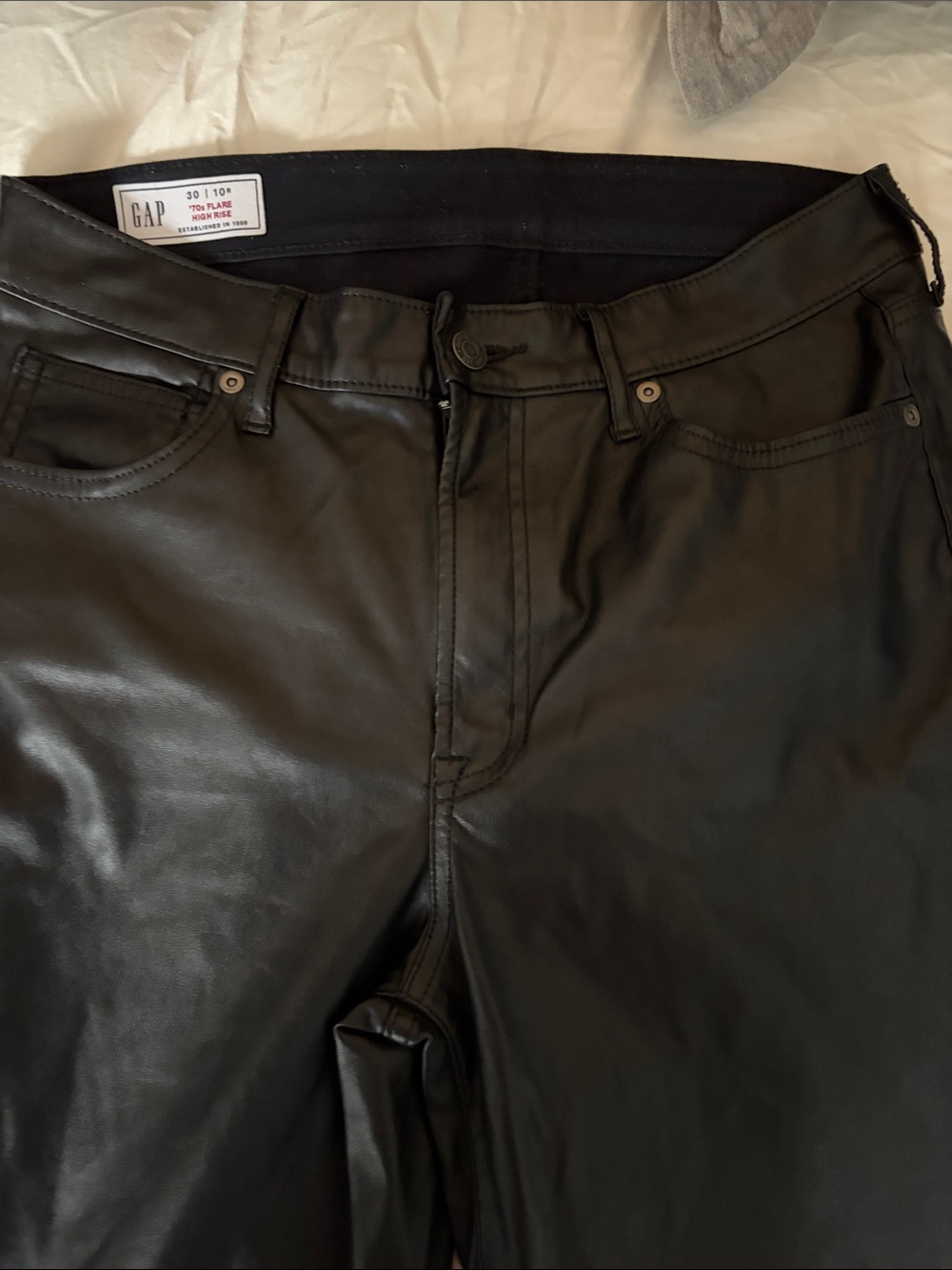 GAP Black Faux Leather Boot Cut Pants